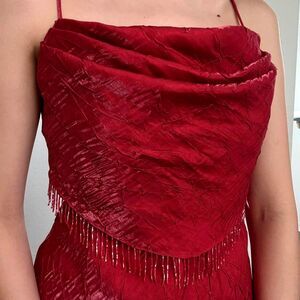 Stunning vintage 90s/early 2000s red crinkle-texture maxi dress